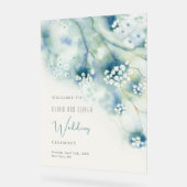 小さな白い花結婚の歓迎 アクリルサイン (傾斜)