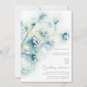 小さな白い花誕生日任意の年齢 招待状 (正面)