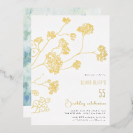 小さな白い花誕生日任意の年齢 箔招待状