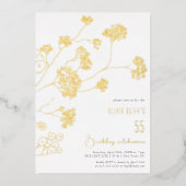 小さな白い花誕生日任意の年齢 箔招待状 (正面)