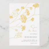 小さな白い花 Save The Date 箔招待状 (正面)