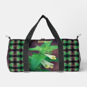 小さな白い野パーソナライズされた花 ダッフルバッグ (正面)