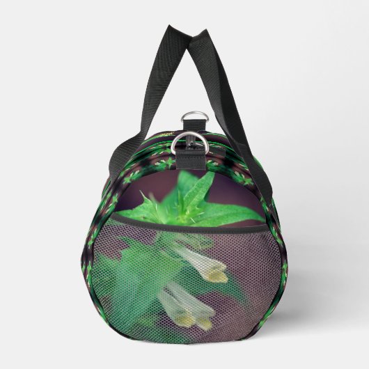 小さな白い野パーソナライズされた花 ダッフルバッグ (右)