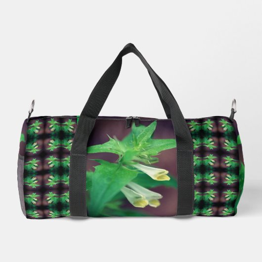 小さな白い野パーソナライズされた花 ダッフルバッグ (裏面)