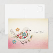小さな白い鳥の花のポストカード ポストカード (正面/裏面)
