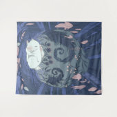 小さな白うさぎの睡眠 タペストリー (正面(横))