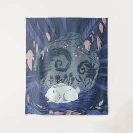 小さな白うさぎの睡眠 タペストリー