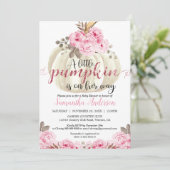 小さな白かぼちゃピンクのフローラ赤ちゃんシャワー 招待状 (スタンド正面)