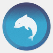 小さな白イルカ ラウンドシール (正面)