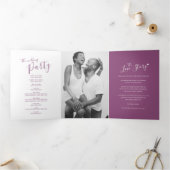 小さな白ハートのスクリプト桑の結婚白 三つ折りプログラム (内部)