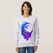 小さな白熱［赤熱］光を放つ村に三日月がころがっている スウェットシャツ (正面フル)