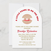 小さな真珠がシーシェルの赤ちゃんシャワーの途中にある 招待状 (正面)