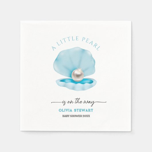 小さな真珠がベイビーシャワーの途中にある スタンダードカクテルナプキン (正面)