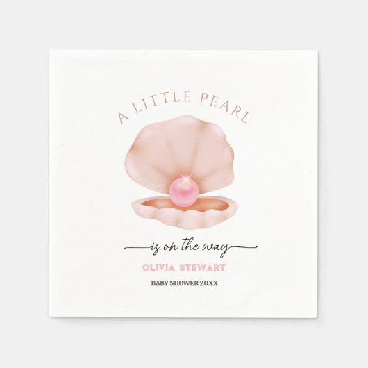 小さな真珠がベイビーシャワーの途中にある スタンダードカクテルナプキン (正面)
