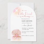 小さな真珠がベビーシャワーの途中にある 招待状 (正面)