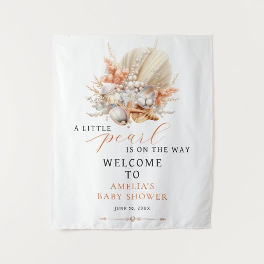 小さな真珠が沿岸歓迎のサインを途中にある タペストリー (正面)