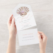 小さな真珠が赤ん坊シャワーの途中にある オールインワン招待状 (貼ってはがせる)