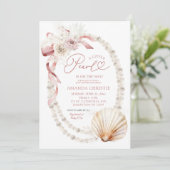 小さな真珠が赤ん坊シャワーの途中にある 招待状 (スタンド正面)