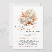 小さな真珠が赤ん坊シャワーの途中にある 招待状 (正面)