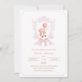 小さな真珠のようなピンクの紋章がベビーshInvitation 招待状 (正面)