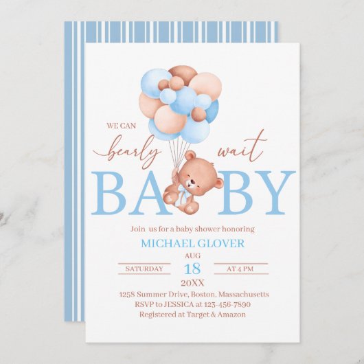 小さな真珠のような赤ちゃんシャワー招待状 招待状 (正面/裏面)