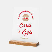 小さな真珠の女の子の赤ちゃんシャワーカード&ギフトサイン アクリルサイン (傾斜)