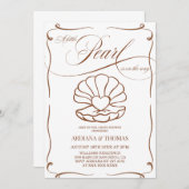 小さな真珠の手で引かれた赤ちゃんシャワー 招待状 (正面/裏面)