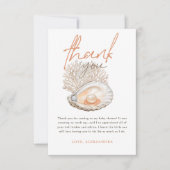 小さな真珠の水の色の貝殻の赤ちゃんシャワー サンキューカード (正面)