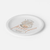 小さな真珠の水の色の貝殻の赤ちゃんシャワー ペーパープレート (アングル)