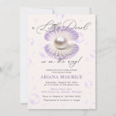 小さな真珠の水の色パープルシェルベビーシャワー 招待状 (正面)