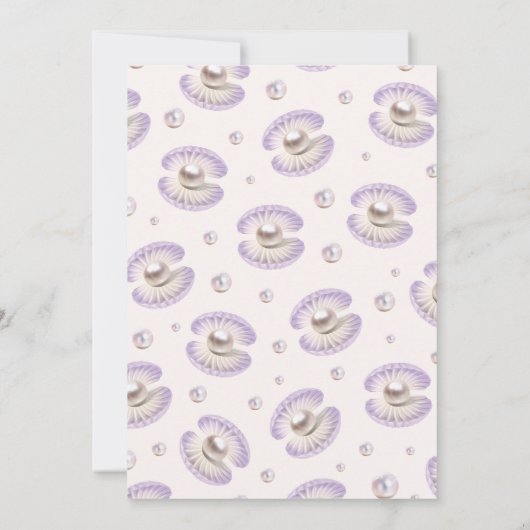 小さな真珠の水の色パープルシェルベビーシャワー 招待状 (裏面)