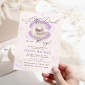 小さな真珠の水の色パープルシェルベビーシャワー 招待状