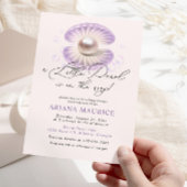 小さな真珠の水色パープルバブル赤ちゃんシャワー 招待状