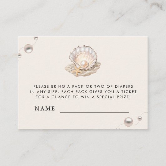 小さな真珠の赤ちゃんシャワーおむつラッフルエンクロージャー エンクロージャーカード (正面)