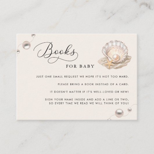 小さな真珠の赤ちゃんシャワーブックリクエストのエンクロージャ エンクロージャーカード (正面)
