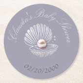 小さな真珠の赤ちゃんシャワー ラウンドペーパーコースター (正面)