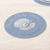 小さな真珠の赤ちゃんシャワー ラウンドペーパーコースター (アングル)