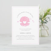 小さな真珠の赤ちゃん女の子ピンクの赤ちゃんシャワーの招待 招待状 (スタンド正面)