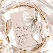 小さな真珠の途中ベージュボウ赤ちゃんシャワー 招待状