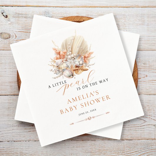 小さな真珠海岸真珠の赤ちゃんシャワーナプキン スタンダードカクテルナプキン