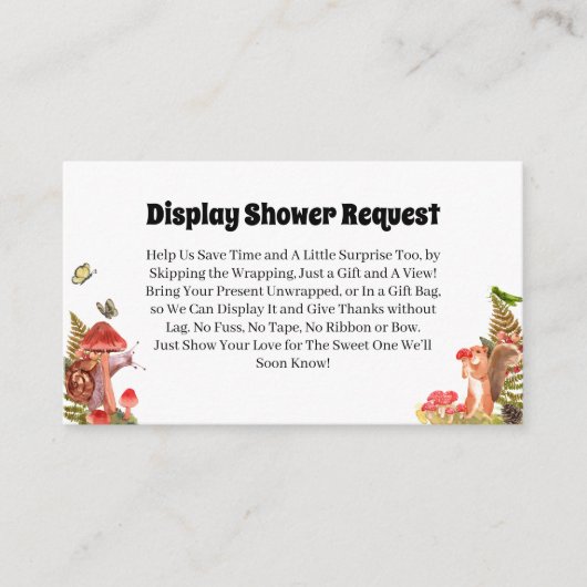 小さな真菌の赤ちゃんシャワー表示シャワー要求 エンクロージャーカード (正面)