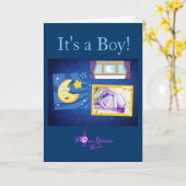 小さな眠る天使それは男の子だ!グリーティングカード カード (黄色い花)