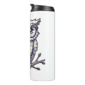 小さな眼鏡読を枝に持つフクロウ タンブラー (回転右)