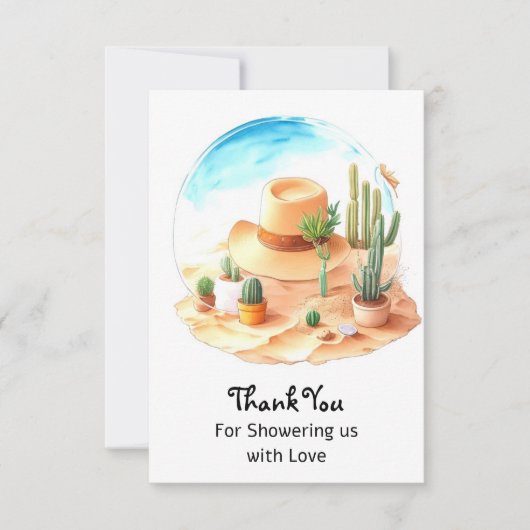 小さな祝カウボーイ：ウェスタンの赤ちゃんシャワー サンキューカード (正面)