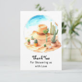 小さな祝カウボーイ：ウェスタンの赤ちゃんシャワー サンキューカード (スタンド正面)