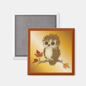 小さな秋のフクロウ マグネット (正面/裏面)