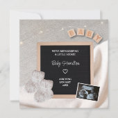 小さな秘密の超音波写真冬の妊娠 案内状 (正面)