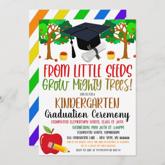 小さな種から巨大な木が生える卒業 招待状 (正面/裏面)