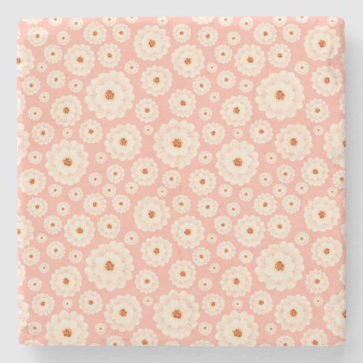 小さな粉末ピンクの花 ストーンコースター (正面)