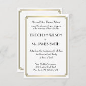 小さな素晴らしギャツビーアールデコ金ゴールド結婚式の招待 招待状 (正面/裏面)